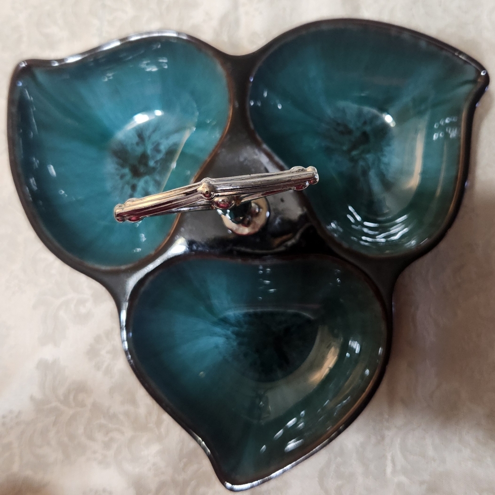 Elegant Blue Mountain Teal Ceramic Serving Dish